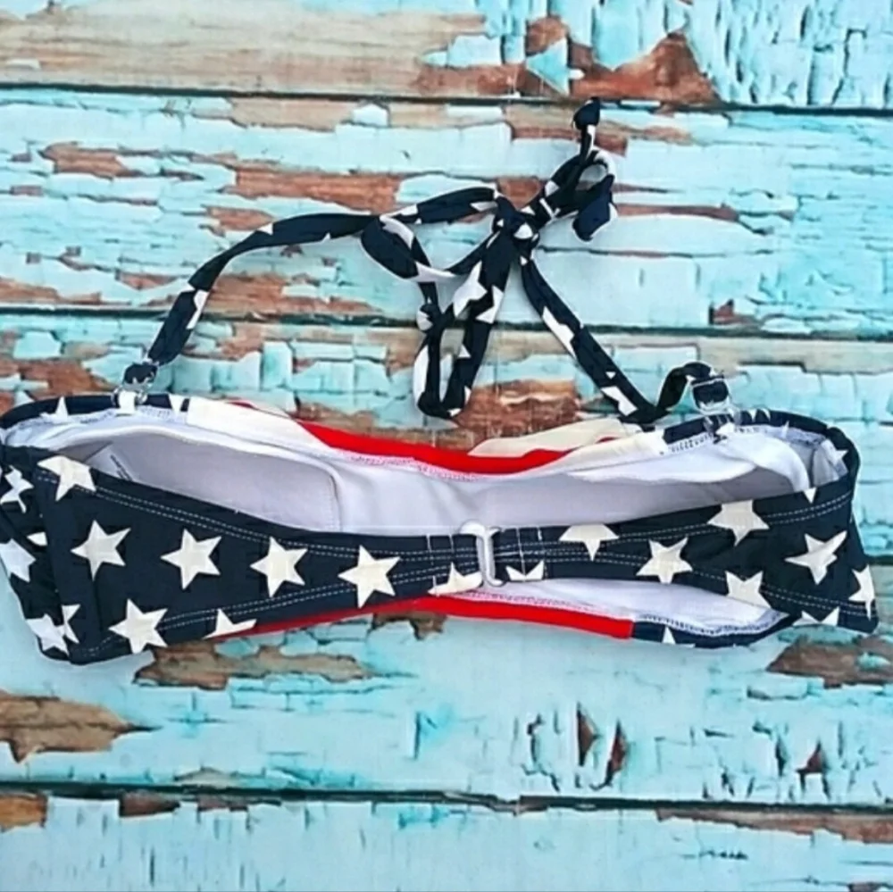 🎈4-$10🎈♥️HP! Catalina | Red White Blue 4th of July Bandeau Bikini Top Small